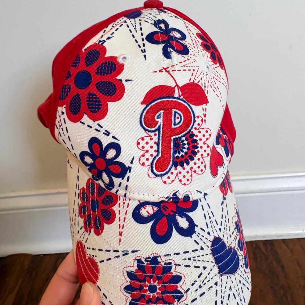 47 Brand Philadelphia Phillies Kids Baseball Hat Red Floral Heart Youth Cap